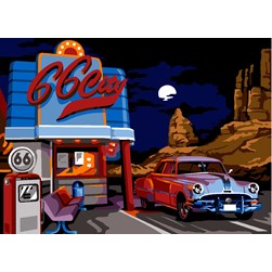 Canevas SEG Sur la route by night