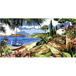 Canevas SEG Une plage de côte d'azur