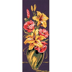 Canevas SEG Lys jaunes et anémones roses