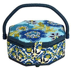 Boites à Couture en tissu SelBack Géométrie Bleue - hexagonal