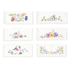 Pochette serviette - Broderie traditionnelle Avila Assortiment de 6 pochettes serviette - fleurs de p