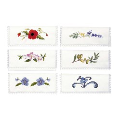 Pochette serviette - Broderie traditionnelle Avila Assortiment de 6 pochettes serviette - fleurs natu