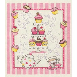 kit Point de croix Anchor Cupcakes roses