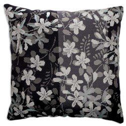 Coussin demi point Woolmark Anchor Petites fleurs en noir et blanc