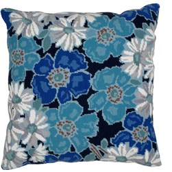 Coussin demi point Woolmark Anchor Les anémones bleues