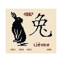 kit Point de croix Aux 4 Points Du Monde Le signe chinois du lièvre