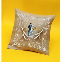 Coussin Broderie Mariage Aux 4 Points Du Monde Coussin pour les mariés