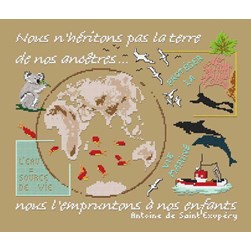 kit Point de croix Aux 4 Points Du Monde Message pour notre planète