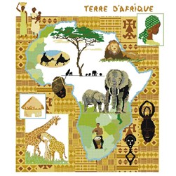 kit Point de croix Aux 4 Points Du Monde Carte de la terre d'Afrique