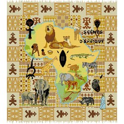 kit Point de croix Aux 4 Points Du Monde Carte de la faune africaine