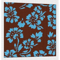 kit Point de croix Aux 4 Points Du Monde Fleurs turquoises modernes