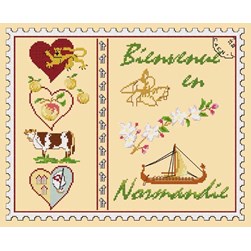 kit Point de croix Aux 4 Points Du Monde Timbre de Normandie