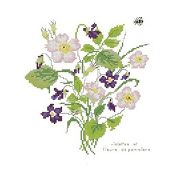 kit Point de croix Aux 4 Points Du Monde Fleurs de pommier et violettes