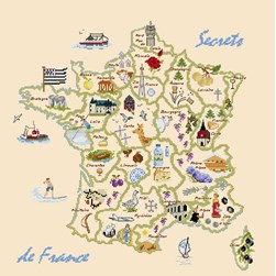 kit Point de croix Aux 4 Points Du Monde Carte des secrets de France
