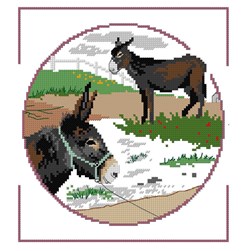 kit Point de croix Aux 4 Points Du Monde Les ânes de l'enclos