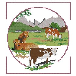 kit Point de croix Aux 4 Points Du Monde Les vaches au pâturage