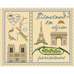 kit Point de croix Aux 4 Points Du Monde Timbre de région parisienne