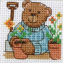 kit Point de croix Anchor Ours brun jardine