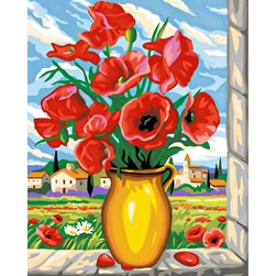 Broderie diamant Diamond Painting Les coquelicots de la fenêtre