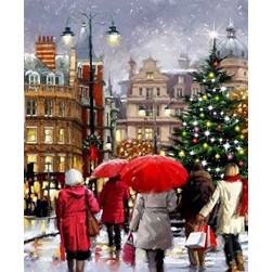 Broderie diamant Diamond Painting Dans les rue à noël