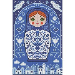 Broderie diamant Diamond Painting Poupée russe bleue