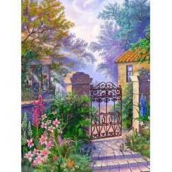 Broderie diamant Diamond Painting Le portillon du jardin