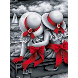 Broderie diamant Diamond Painting LEs soeurs aux rubans rouges