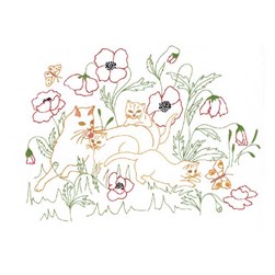 Kit broderie Traditionnelle Bernadette Baldelli Chats dans le pré