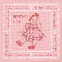 kit Point de croix Le Bonheur Des Dames Petite fille à la robe rose