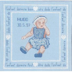 kit Point de croix Le Bonheur Des Dames Petit garçon en barbotteuse bleue