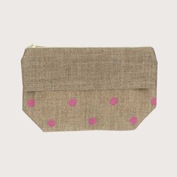 Trousse à broder - Broderie Point de Croix Le Bonheur Des Dames Pois rose sur lin