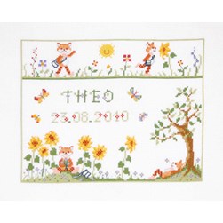 Broderie naissance DMC Renard dans le pré