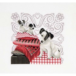 kit Point de croix DMC Chiens sur le sofa