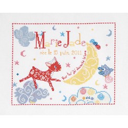 Broderie naissance DMC La biche dans la lune