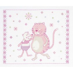 kit Point de croix DMC Mes amis des premiers jours rose