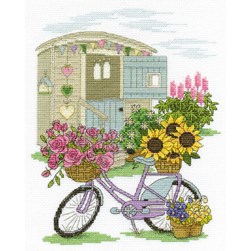 kit Point de croix DMC Bicyclette aux paniers de fleurs