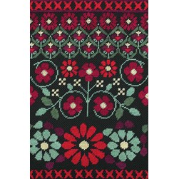 kit Point de croix DMC Fleurs géométrie noir et rouge