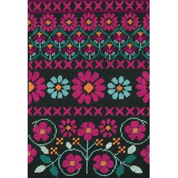 kit Point de croix DMC Fleurs géométrie noir et rose
