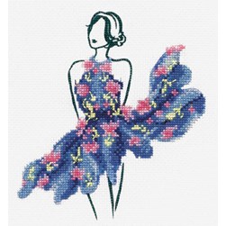 kit Point de croix DMC Une robe bleue à la mode