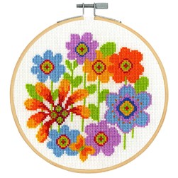 kit Point de croix DMC Fleurs aux joyeuses couleurs