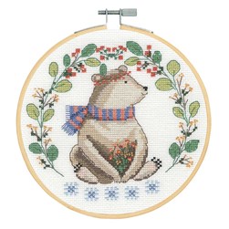 kit Point de croix DMC L'ours à la couronne de feuilles