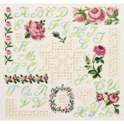 kit Point de croix DMC Sampler hardanger ABC aux roses