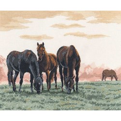 kit Point de croix DMC Des chevaux dans la brume