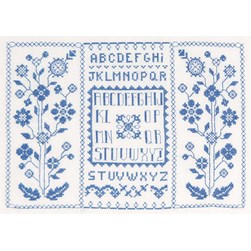 kit Point de croix DMC ABC aux fleurs bleues