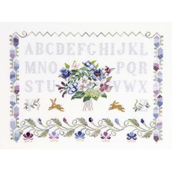 kit Point de croix DMC Abécédaire fleuri et petits lapins
