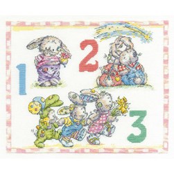 kit Point de croix DMC 1,2,3 petits lapins