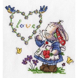 kit Point de croix DMC La petite lapine au coeur