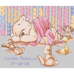 Broderie naissance DMC La sieste de mon ourson