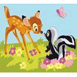 Canevas Disney DMC Disney -Bambi et fleur font connaissance