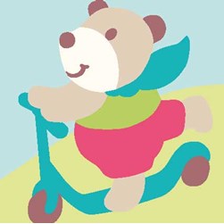 kit Canevas - Gros trous DMC Petit ours fait de la trottinette